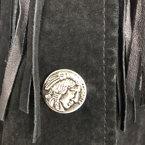 VTG Erez Levy Embroidered Leather Jacket Fringe Black Colorful Western Beaded - Picture 5 of 16